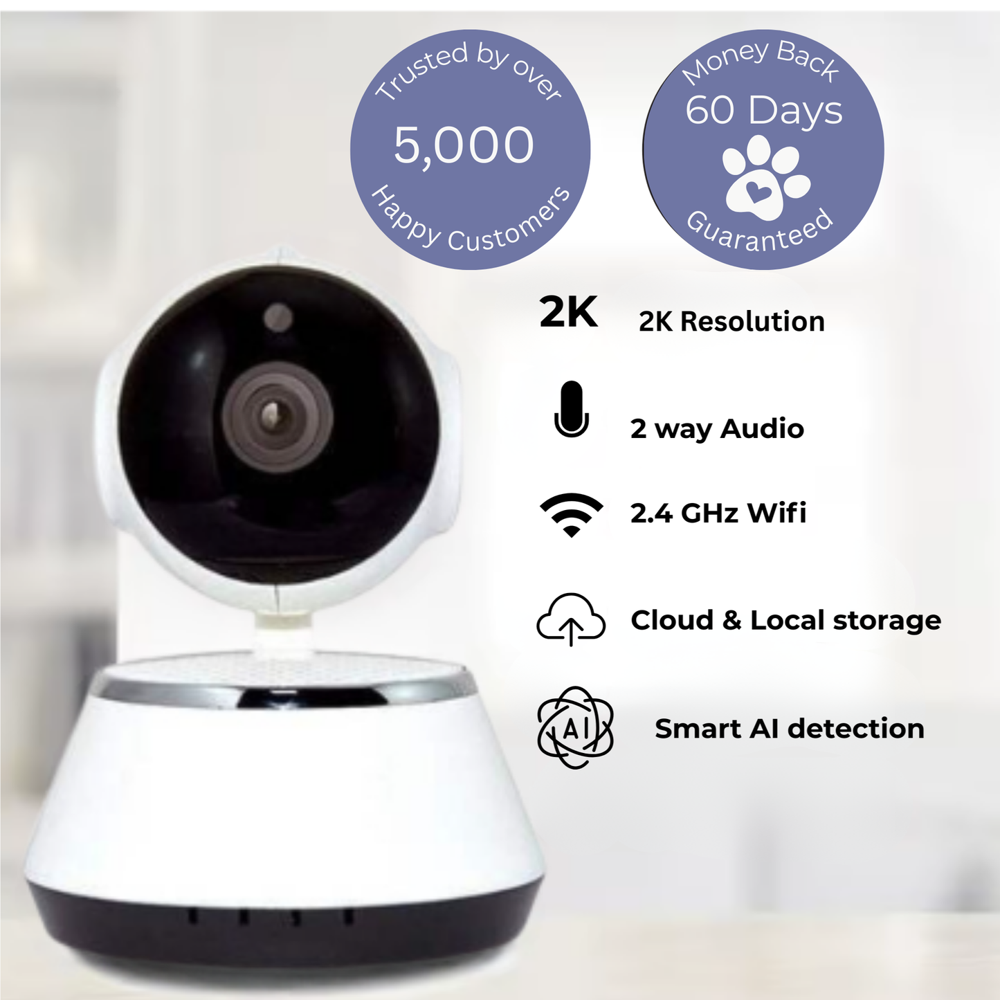 2K HD 360° view Pet Camera